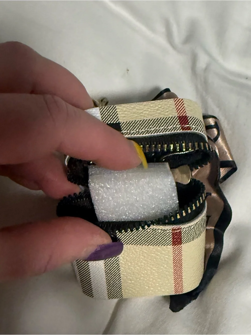 Bagcharm Zippered pouch with scarf. These fit AirPods! New